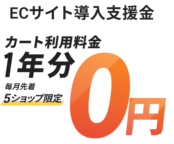 ECサイト導入支援金 カート利用料金1年分0円 毎月先着5ショップ限定